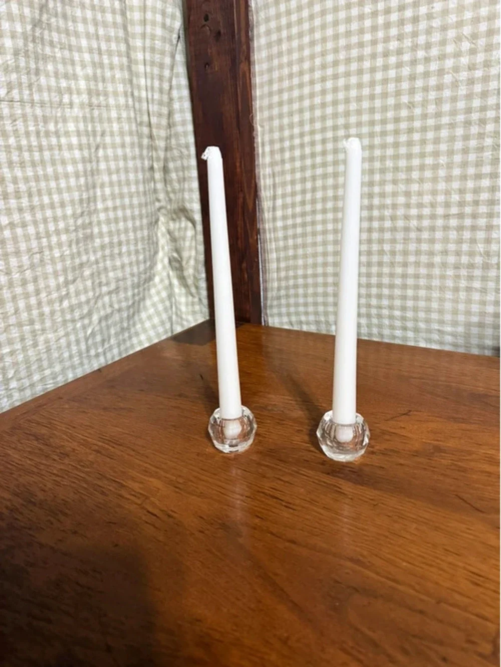 Vintage Frosted-Base Glass Taper Holders